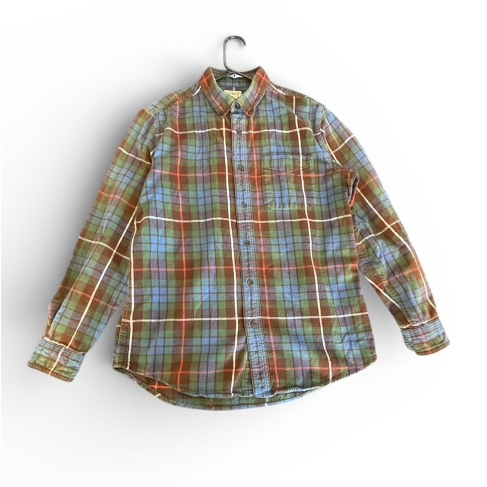 LL Bean Scotch Plaid Flannel Shirt Men's M Blue‎ Green Black Red 228061 Trad Fit